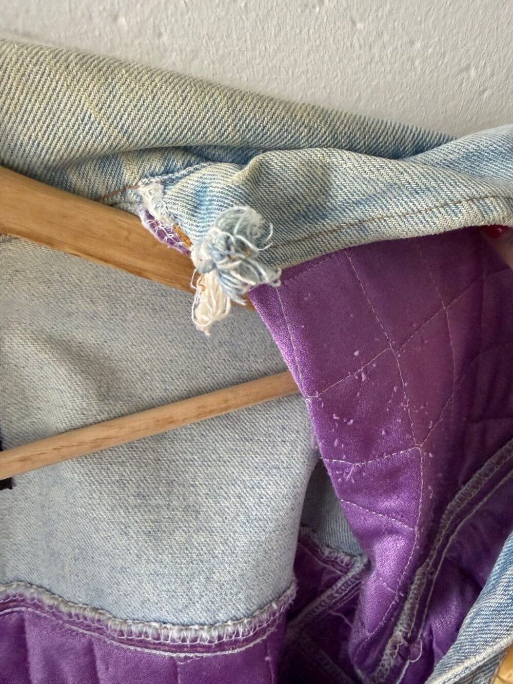 Vintage | 80s Pastel Quilted Light Oversized Denim Jacket | Medium - Picture 14 of 16